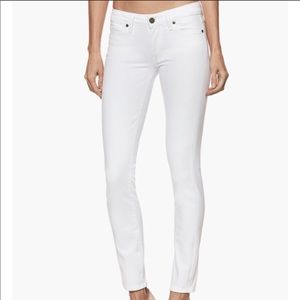 Paige white denim cuffed skinny jeans